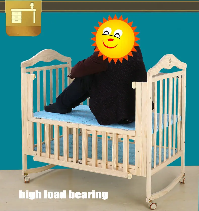 Berço de Madeira de Pinho Berço de Balanço Berço com Mosquiteiro Pinho com 4 Dobrável com 4 Rodas Bloqueáveis Nenhuma Pintura Bebê Portátil Infantil 15 Cheap baby bed