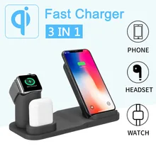 3 в 1 10 Вт QI Беспроводная док-станция для зарядного устройства Быстрая зарядка держатель телефона Подставка для iPhone для samsung для Airpod для Apple Watch зарядное устройство