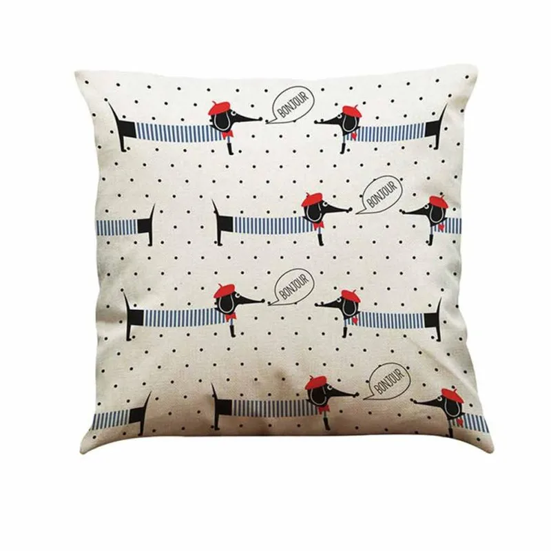 Vintage Dog Cotton Pillow Case Sofa Waist Throw Cushion Cover Home Car Decor9