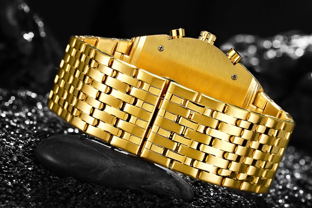 TEMEITE большие квадратные часы для мужчин роскошные золотые кварцевые часы военные водонепроницаемые мужские наручные часы Relogio Masculino Dourado