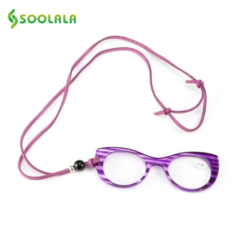 SOOLALA Hanging Neck Reading Glasses Men Women Hyperopia Presbyopic Glasses Cat Eyes Reading Glasses +1.0 1.5 2.0 2.5 3.0 3.5