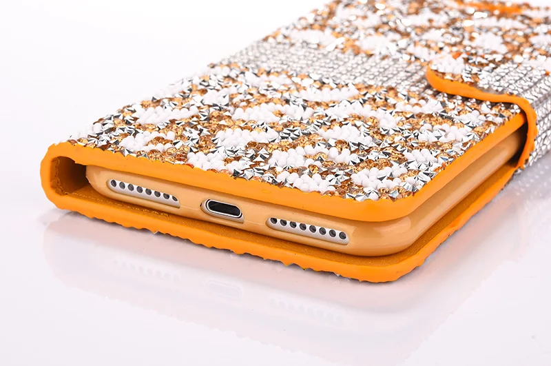 Leopard diamond rhinestone leather case iphone 6 6s 7 8 plus (33)