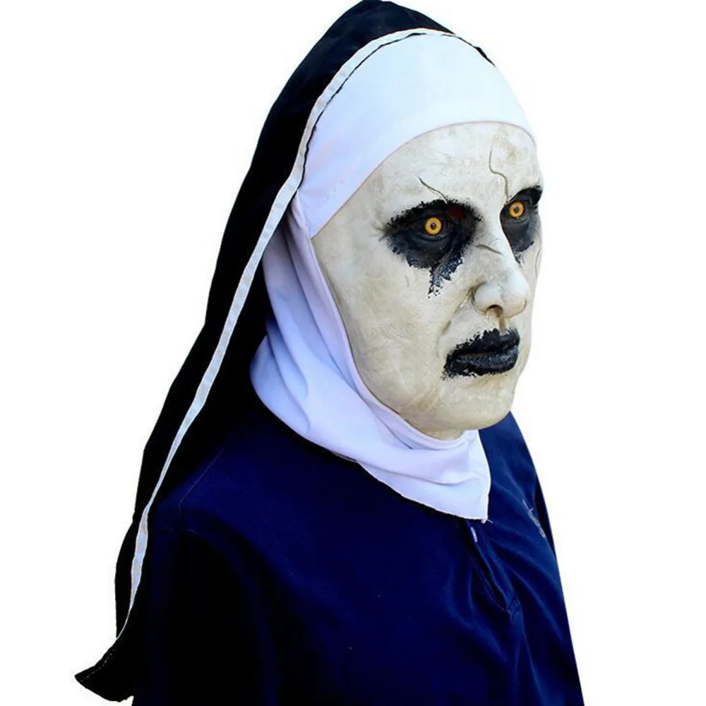 В колдовать 2 Косплэй маска монахиня ужас Valak латекса маски платок полный маска Хэллоуин вечерние подарки реквизит