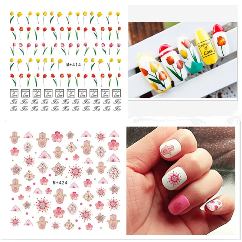 

Spring Nail Sticker Magic Tulip Flowers Water Transfer Nails Art Sticker Harajuku Nail Wrap Sticker Tips Manicura Art stickers