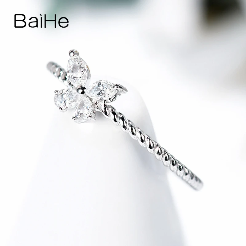 BAIHE однотонное 14K желтое золото 0.16ct H/SI натуральные бриллианты маркиза