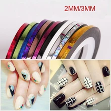 8Pcs Bag 2mm 3mm Mixed Colors Radium Nail Line Stickers Roll Striping Tape Line Nail Art