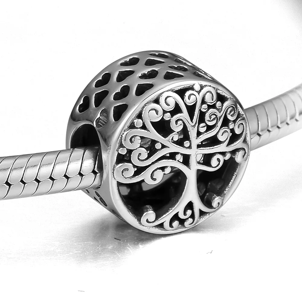 

Authentic 925 Sterling Silver Family Roots Charm Beads Fit Bracelets DIY Fine Jewelry YL806