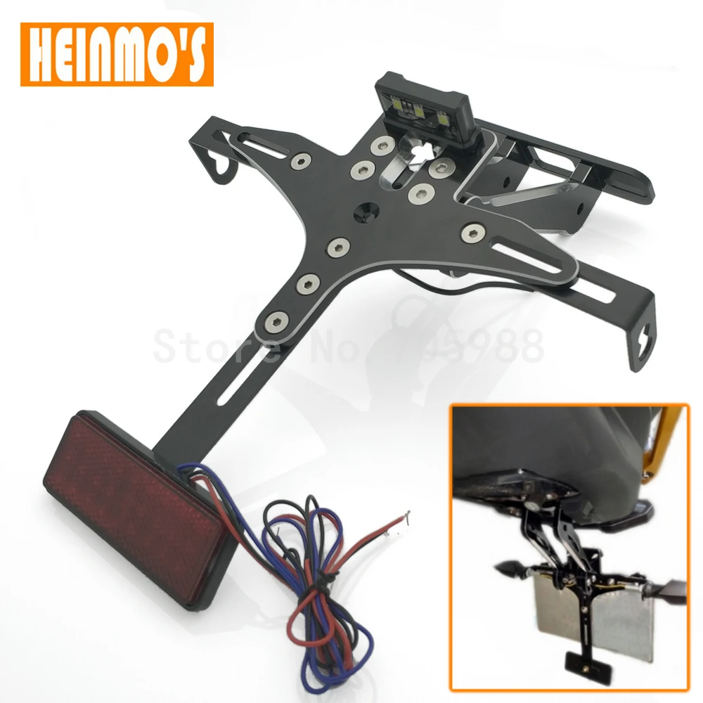 

New For YAMAHA R1/R3 MT-09/07 KAWASAKI Z800/1000 Motorcycle Adjustable Angle Aluminum License Number Plate Frame Holder Bracket