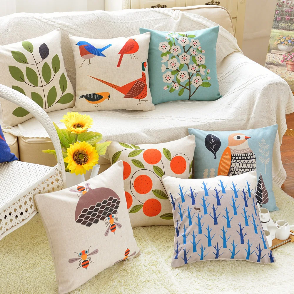 الشمال الرعوية غطاء الوسادة الطيور النحل شجرة زهرة الطباعة وسادة مقعد النسيج كنبة مكتب السرير القلب المخدة ديكور المنزل الشمال الرعوية غطاء الوسادة الطيور النحل شجرة زهرة الطباعة وسادة مقعد النسيج كنبة مكتب السرير القلب المخدة ديكور المنزل