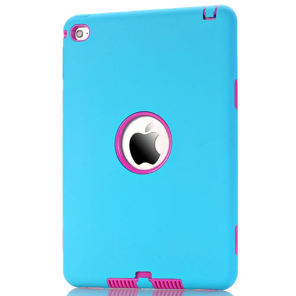 Чехол для iPad mini 4 A1538/A1550 7,9 дюймов retina чехол s дети Безопасный противоударный сверхпрочный Мягкий силикон+ Жесткий PC полная защита чехлы - Цвет: Blue Hot Pink