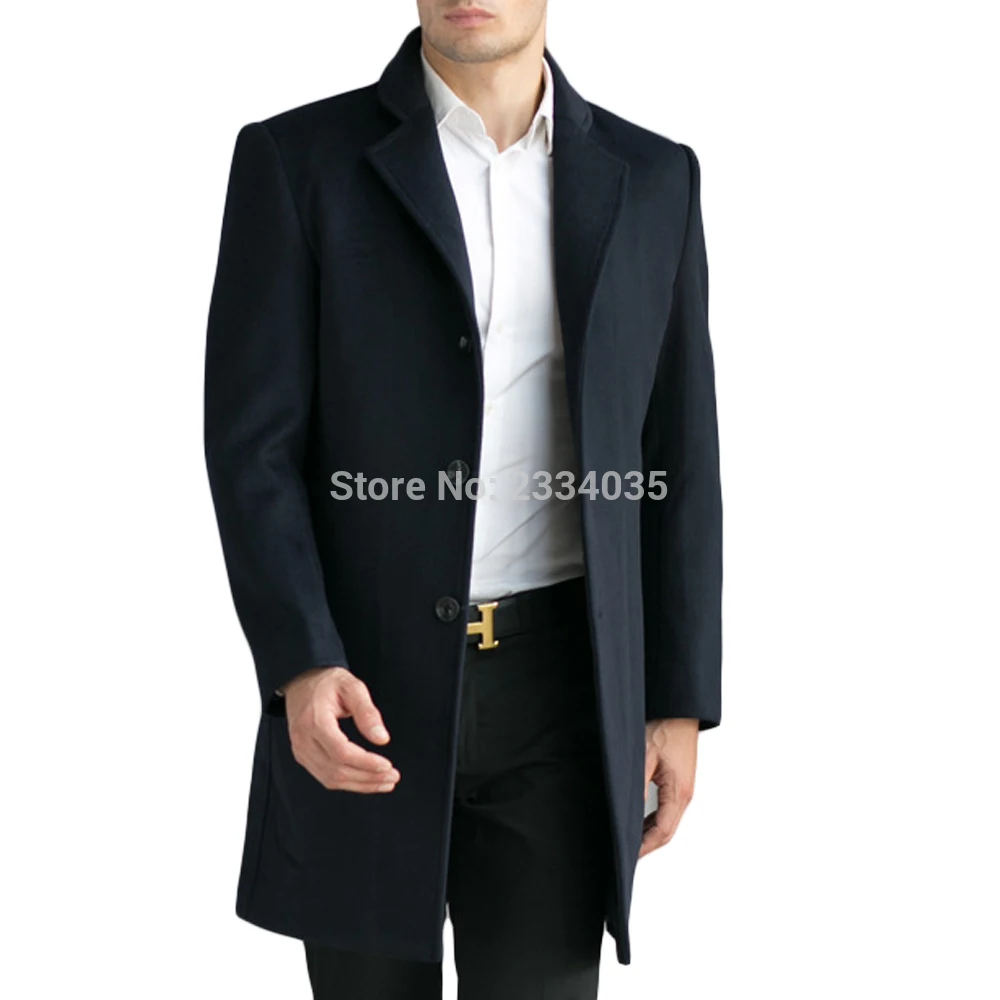 Индивидуальные мужские шерстяные пальто и куртки, зимняя кашемировая куртка, Мужская длинная куртка в деловом стиле, пальто с отложным воротником, Повседневная