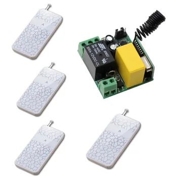 

AC220V 1CH 10A RF Wireless Remote Control Switch System 4*Transmitters + Mini Receiver for Appliances Gate Garage Door Window