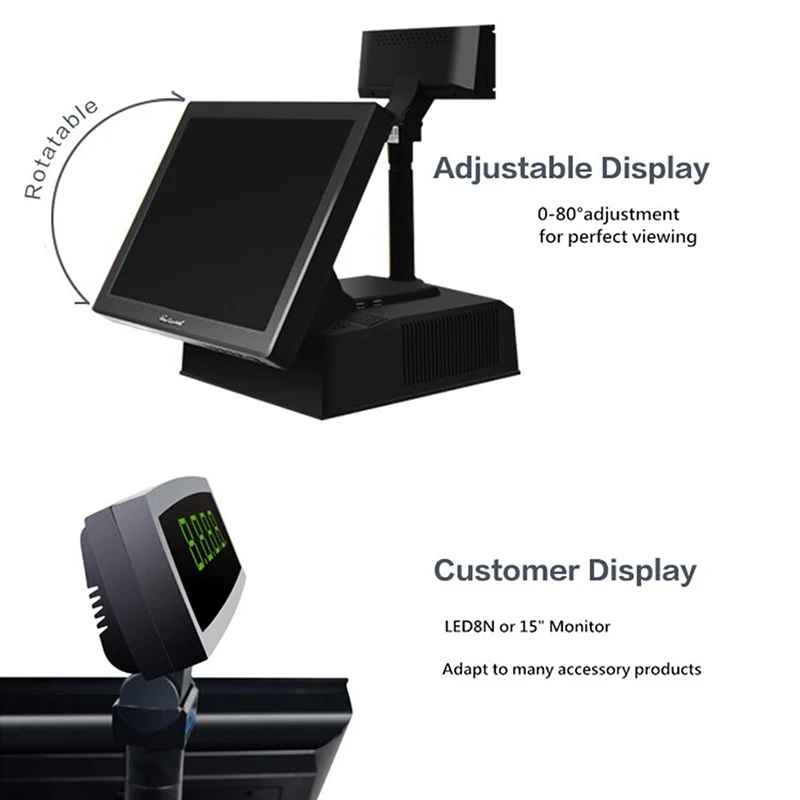 Meetsun MS 808C 2 все в одном POS 15 ''Сенсорный экран монитора Системы кассовый аппарат