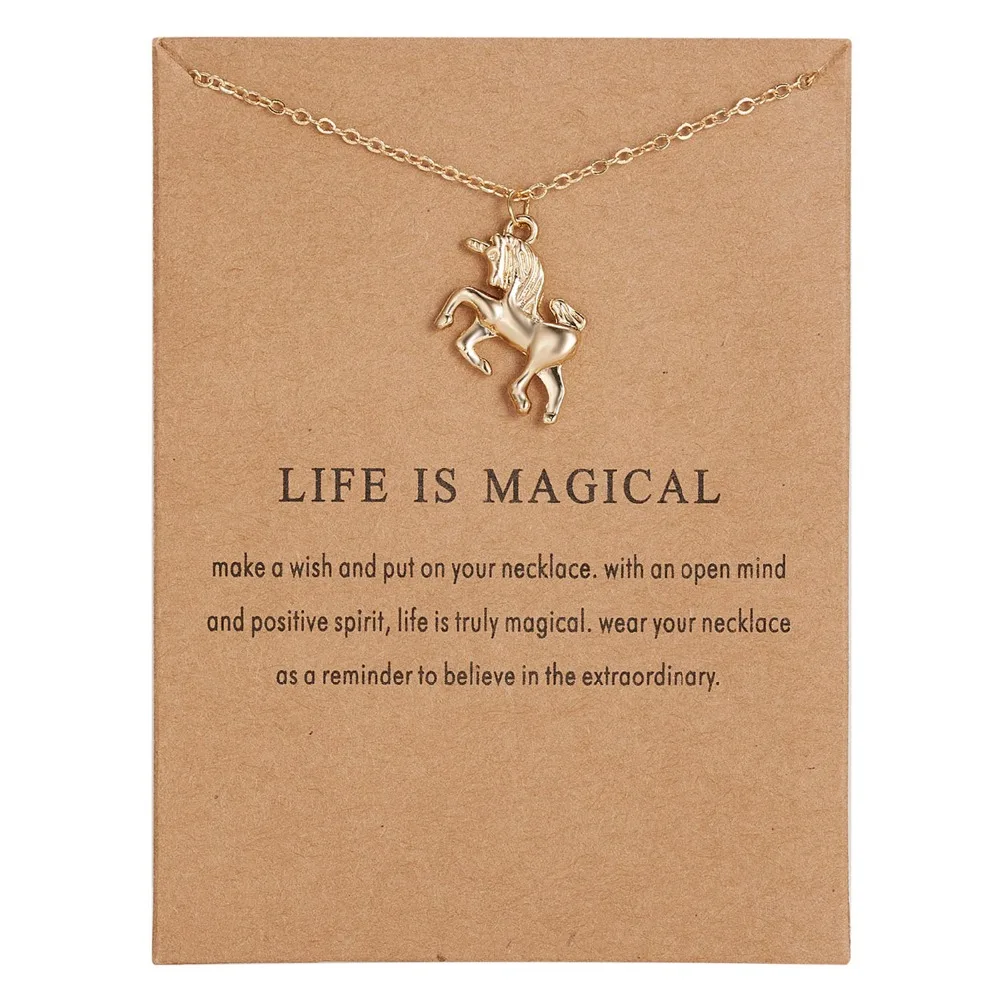 

Fashion Jewelry Life is Magical Alloy Horse Necklace & Pendant For Women Gift Animal Pendant Short Chain Necklace