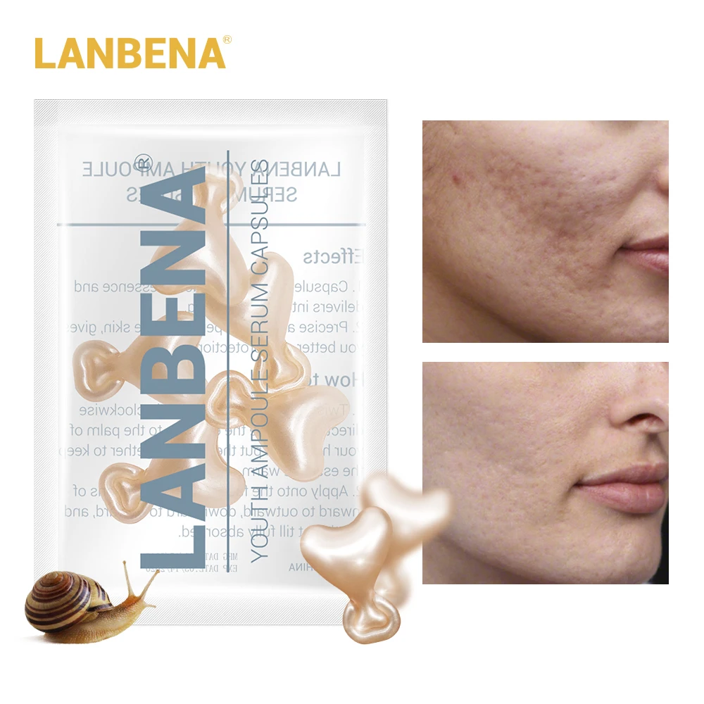 LANBENA Snail Moisturizing Ampoule Capsule Facial Cream Serum Skin Whitening Anti Aging Acne
