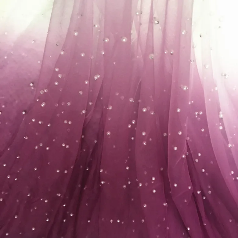 Сине-пурпурные бусы жемчужное Сетчатое кружево марлевые градиентные Детские платья скатерть-занавеска пришить Fanric аксессуары