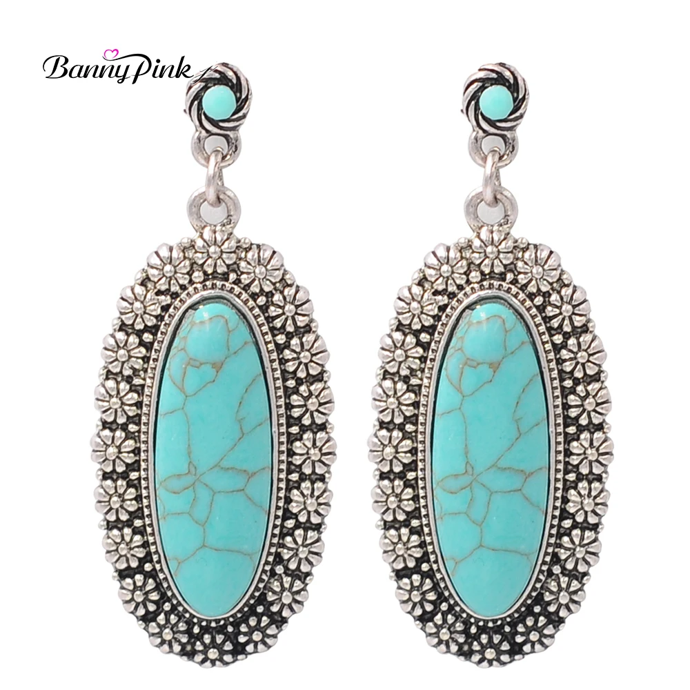 

Banny Pink Vintage Flower Statement Studs Earrings For Women Ethnic Synthetic Stone Geo Pendant Post Earrings Indian Earrings