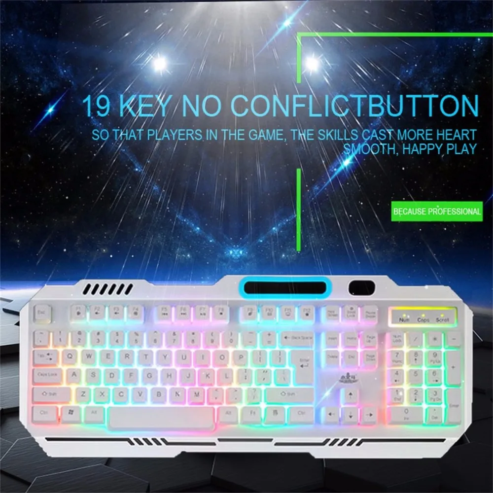 

Metal Cable Mechanical Colorful Backlit Keyboard Gaming Keyboard Keycap Single Bar Game Suspension Keyboard