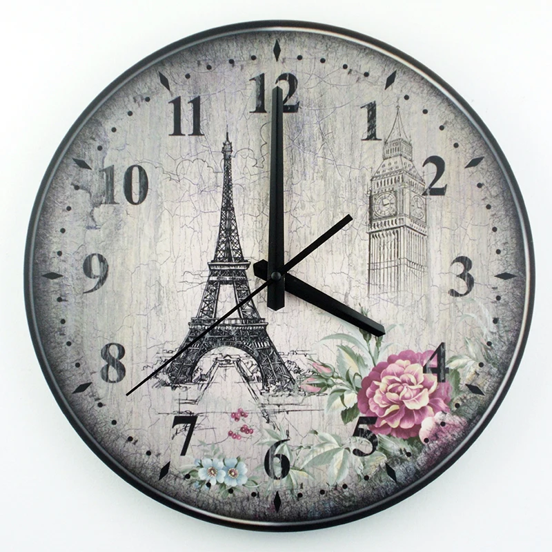 12 inch Eiffel tower 3d wall clock absolutely silent decorative clocks vintage watches home decor orologio parete | Дом и сад