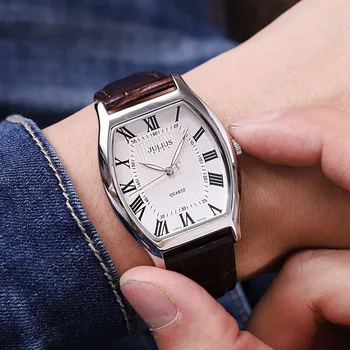 Mens Fashion Casual Business Sports Genuine Leather Watch Male Retro Analog Tonneau Watches Luxury Brand Waterproof Clock Men ochstin fashion casual male clock men grid pattern dial mens watches leather luxury watch men montre homme waterproof clock men
