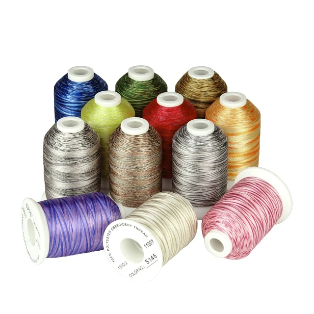 Simthread 12 Variegated colors machine Embroidery thread 1100 Yds each as  sewing quilting overlocking piecing tatting thread - AliExpress