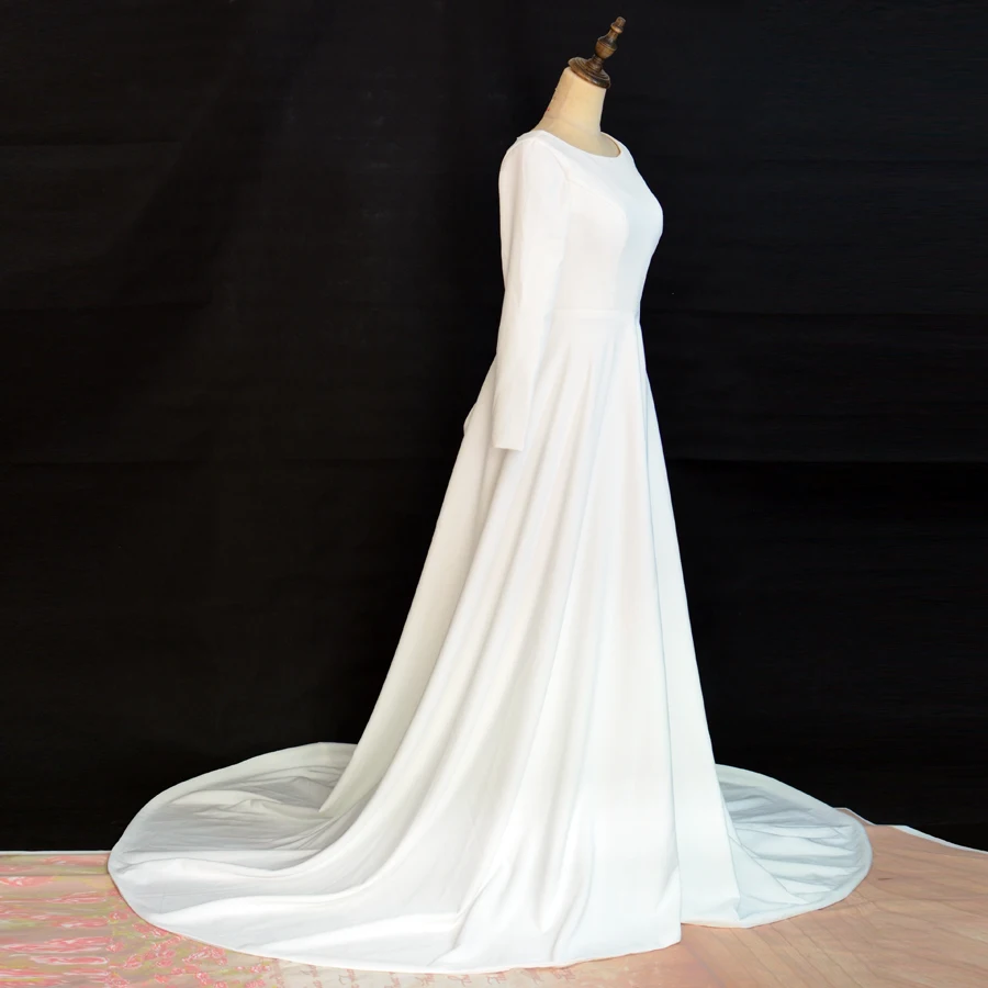 Vestido De Novia/свадебное платье со шлейфом, новинка, кружевное платье в мусульманском стиле с длинным рукавом, ТРАПЕЦИЕВИДНОЕ свадебное платье, свадебное платье