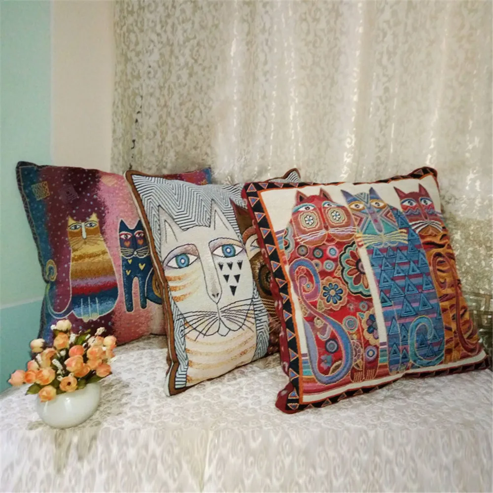 45x45 см изысканное платье майка с вышитым котом подушки декоративная наволочка