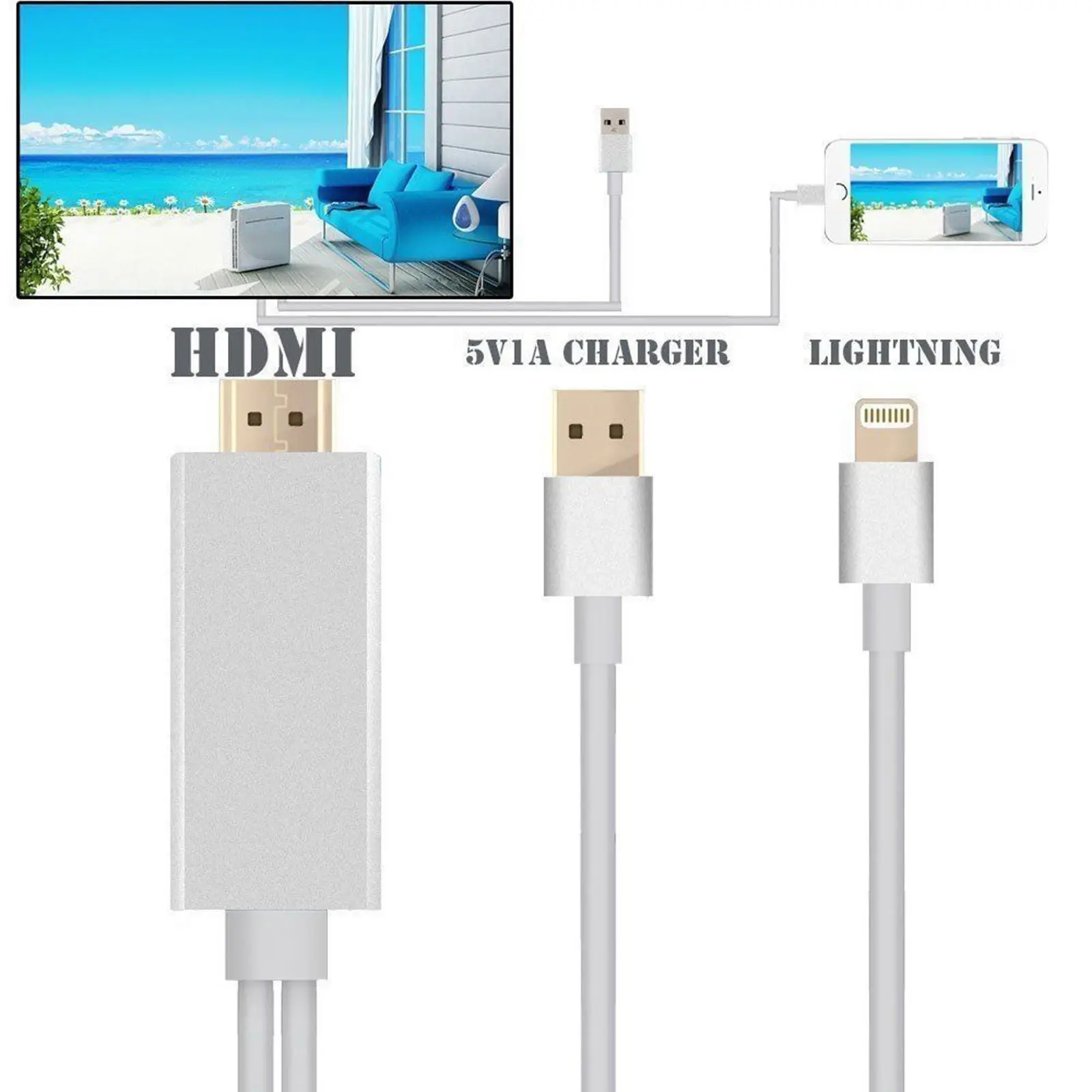 Кабель HDMI для Lightning/HDMI HDTV TV AV адаптер usb кабель 1080P iPad Air /iPad mini 2 3 4 iPhone X 8 7 6S Plus