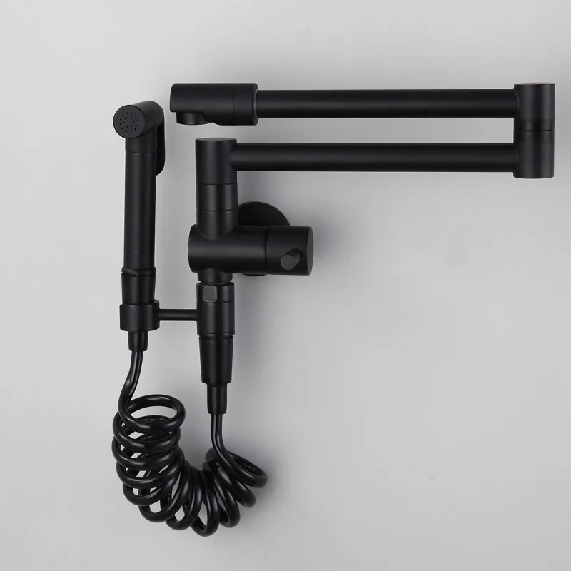 Kitchen Sink Faucet Foldable Kitchen Mixer Tap Brass Single Cold Wall Mounted Rotating Bidet tap Black/Chrome Mop pool faucet Kitchen Sink Faucet Foldable Kitchen Mixer Tap Brass Single Cold Wall Mounted Rotating Bidet tap Black/Chrome Mop pool faucet