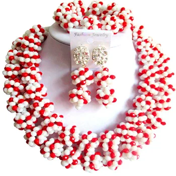

Ethnic Opaque Red Opaque White Crystal African Style Women Engagement Jewelry Sets 2C-SJHQ-01