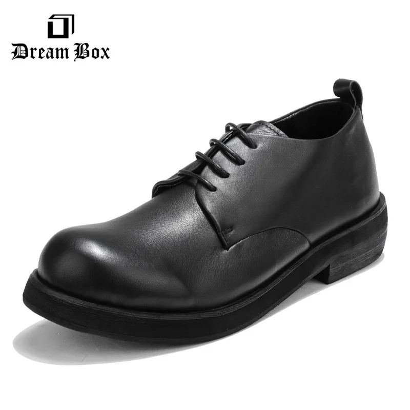 Повседневная мужская обувь в деловом стиле; кожаные туфли с большим носком; кожаная мужская обувь для работы - Цвет: black