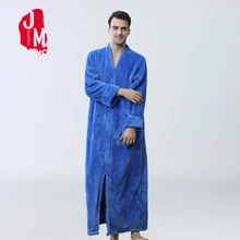 Casual Winter Men's Bathrobes Flannel Robe V-Neck Long Sleeve Men Fleece Robe Kimono Warm Male Bathrobe Male Sleep M L XL
