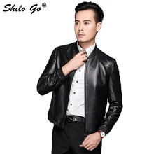Мужская кожаная куртка Осенняя модная куртка из натуральной овечьей кожи с круглым вырезом, лаконичная офисная куртка на молнии с длинными рукавами