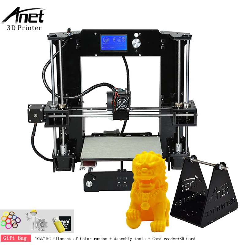 

High Resolution Anet A6 3d Printer High Precision Reprap i3 3d Printer Kit DIY With Free 10m/1kg Filament 0.4mm Extruder Nozzle