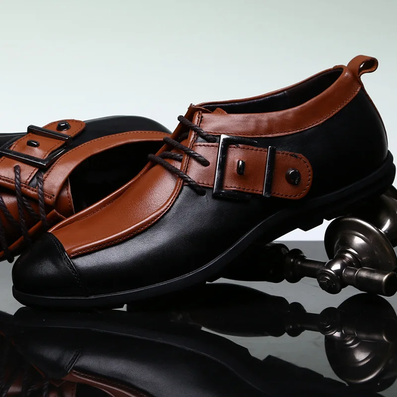 Новая модная Натуральная кожа мужская обувь из воловьей кожи тренд Досуг Мужская Повседневная Удобная обувь высокого качества деловая обувь