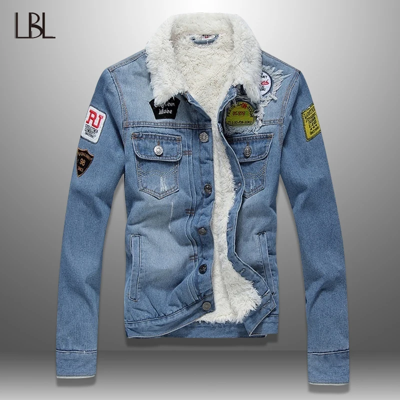 Achat LBL polaire intérieur Denim veste hommes mode d hiver mince à la mode chaud épais hommes Jean vestes Outwear moto manteaux Cowboy 2019