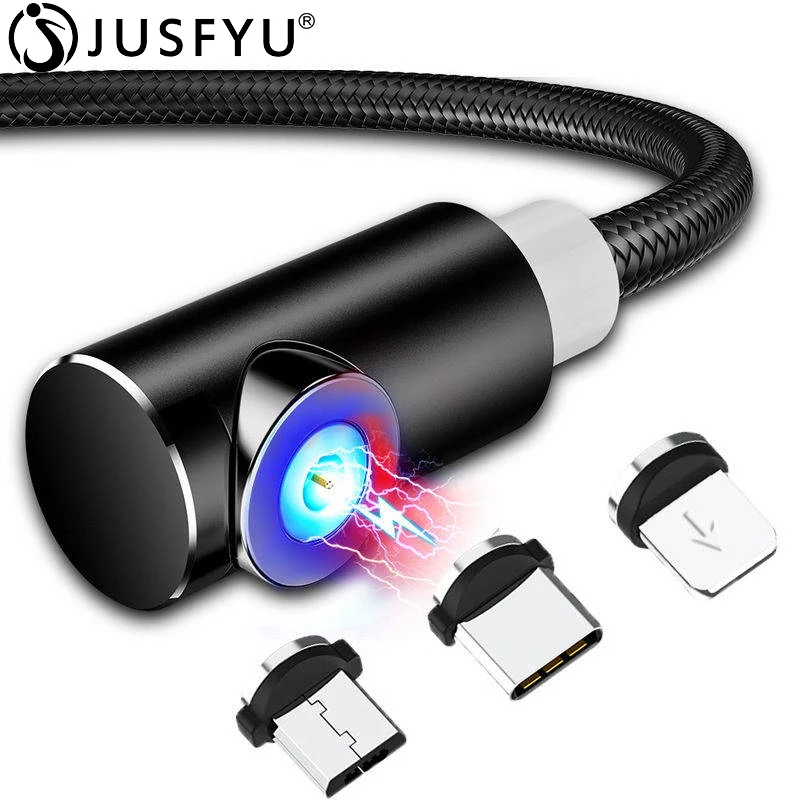 

L TYPE Magnetic Charge Cable Micro USB Type C 8 Pin Cable to USB Cord For Mobile Phone 90 Degree Magnet Charger For iPhone X 8 7