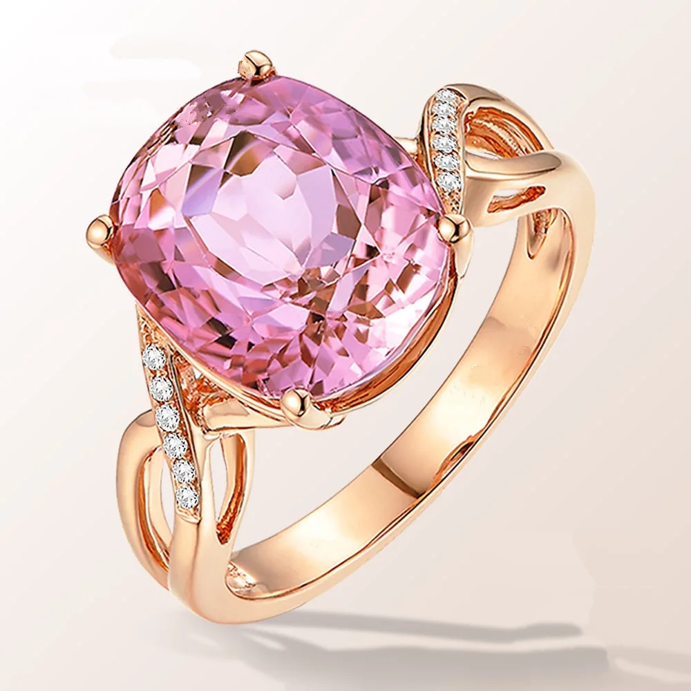 

Hainon Luxury Wedding Engagement Ring with Pink Austrian Cubic Zircon New Fashion Rose gold color Ladies Finger Ring Jewelry