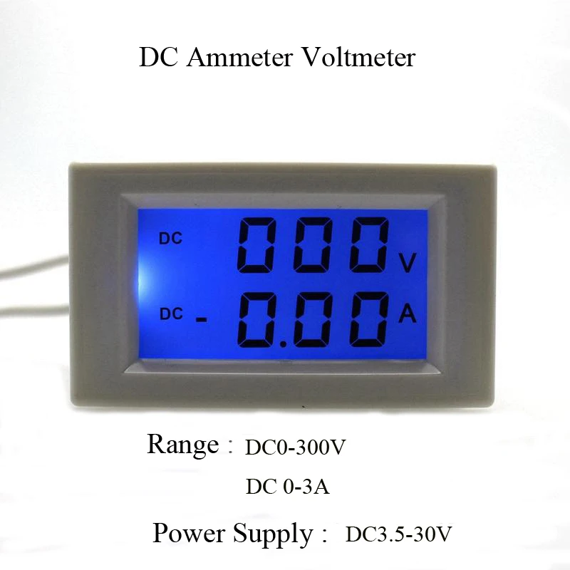 Dual Display DC Voltage and Current Meter Voltmeter Ammeter Range DC 0