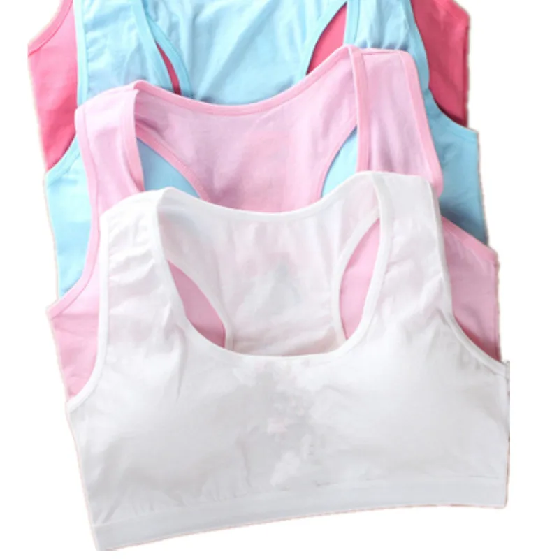 5pcs Cotton Baby Girls Bras Solid Color Young Girls Underwear For Sport