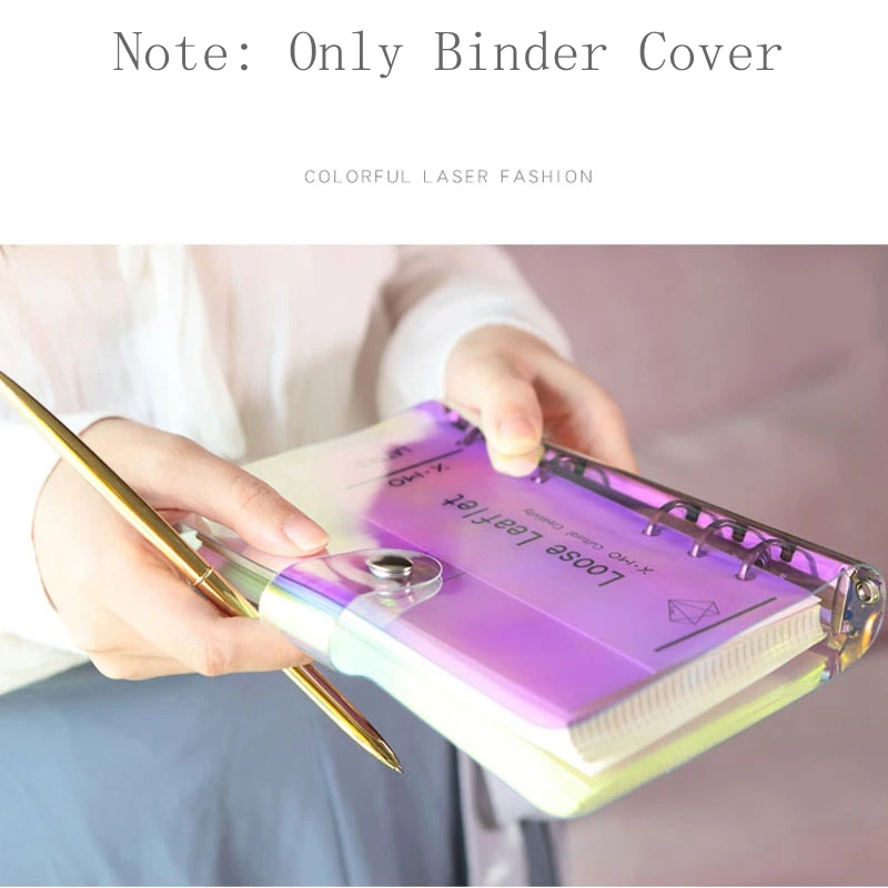 Colorful Laser Notebook Cover A5 A6 PVC Creative Binder Loose leaf Note book Diary Journ Planner Agenda 2019 School Supplies