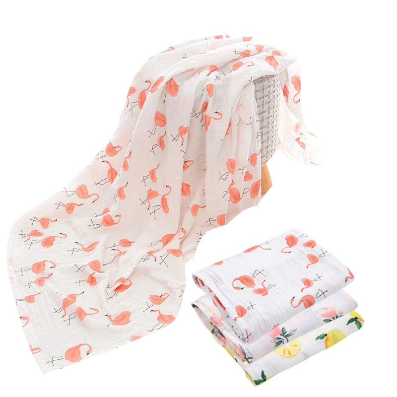 Cotton font b Baby b font Blanket Flamingo Soft Multi functional Muslin font b Baby b