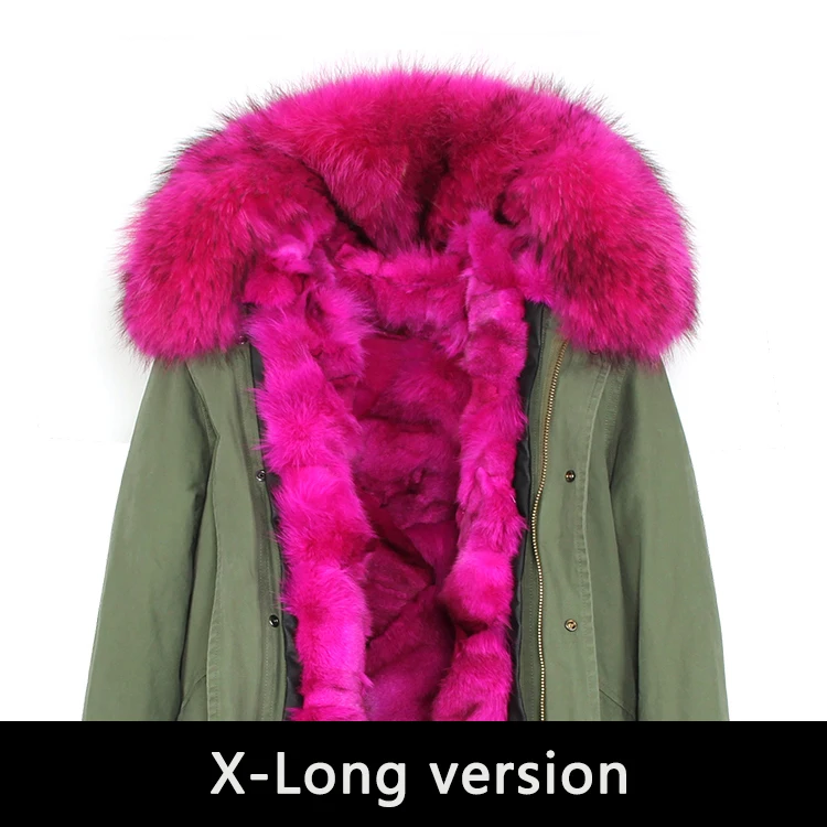 JAZZEVAR Новая зимняя женская модная роскошная настоящая опушка из лисьего меха X-long parka большое пальто с капюшоном из меха енота военная куртка - Цвет: color 17