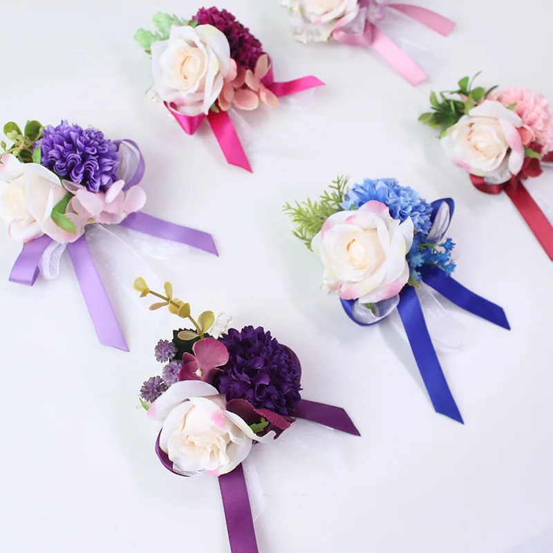 bridesmaid bracelet flower wedding wrist corsage  (8)