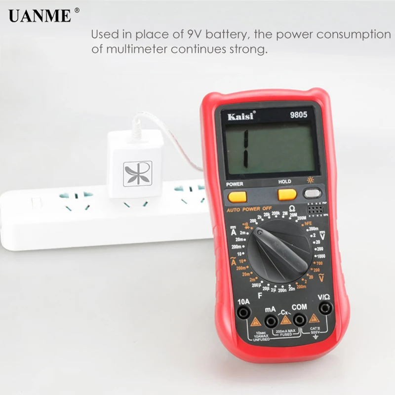 

UANME Multimeter 9V Power Cord Supply Substitute Multi-meter Power Capacitance Line Maintenance Tool Test Wire