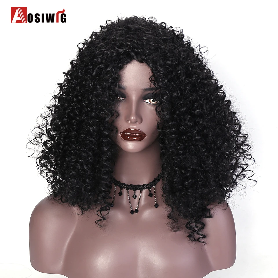Buy Aosiwig Short Black Wigs Afro Kinky Curly Wigs Synthetic Hair Heat