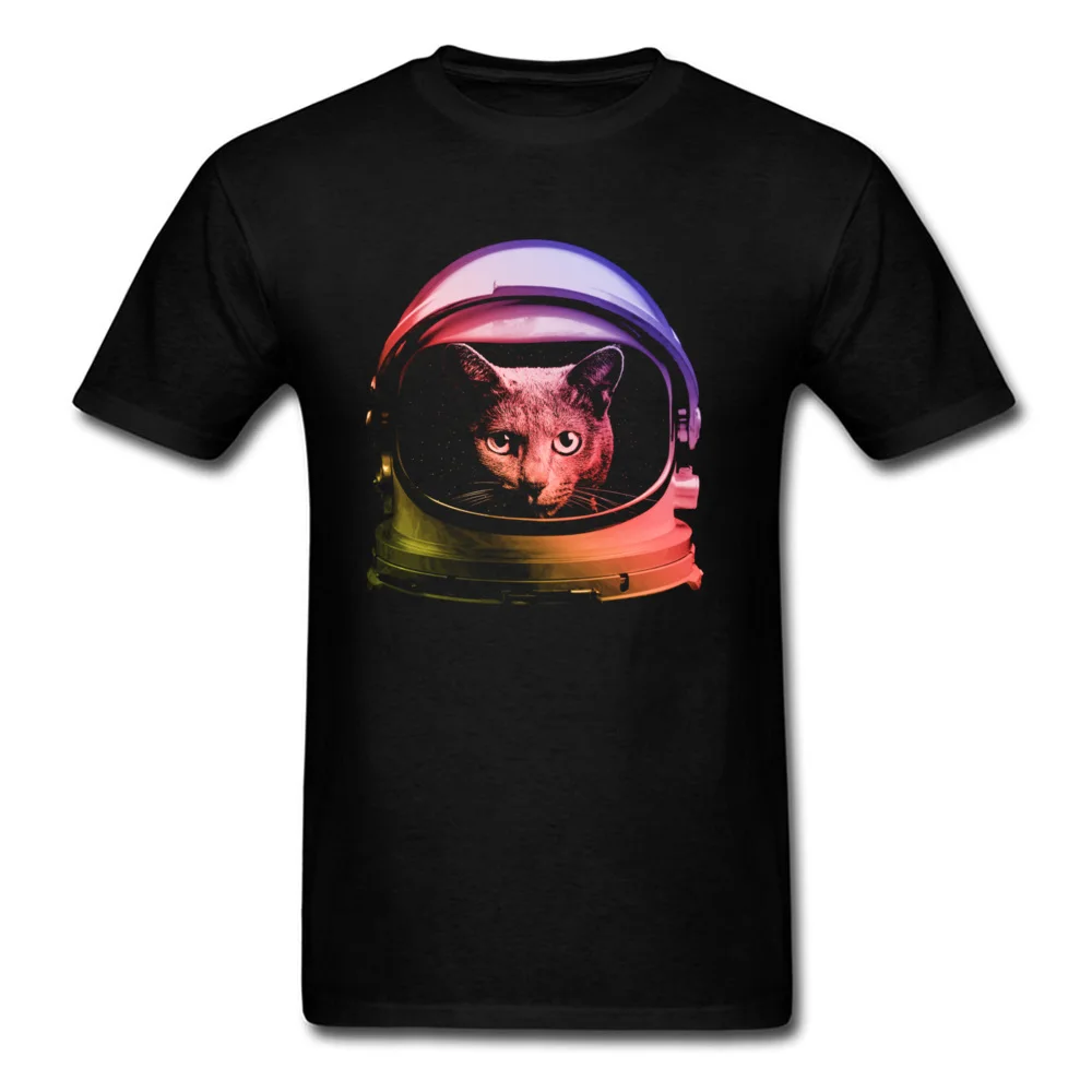 Company My Cat is Astronaut Casual T-shirts Round Neck 100% Cotton Fabric Men Tops Shirts Short Sleeve Tee Shirt Labor Day My Cat is Astronaut black