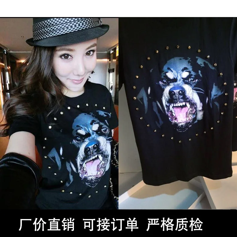 

New Summer Top Short Sleeve Dog Printed T Shirts Female Hip Hop Style Streetwear O Neck Tshirts Cotton Women Clothes 2019 B02