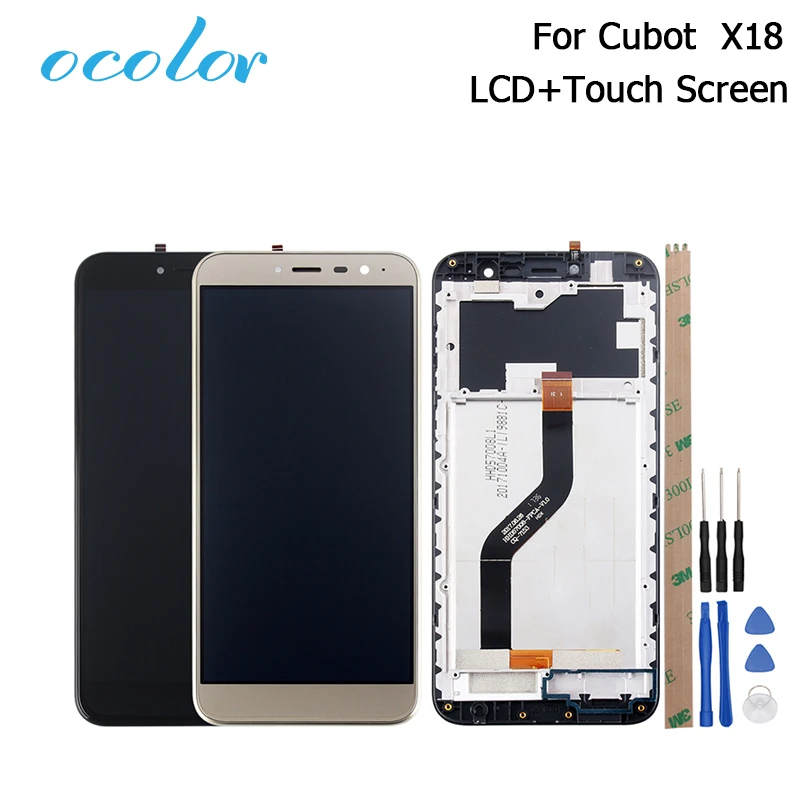 

ocolor For Cubot X18 LCD Display +Touch Screen With Frame 5.7 Inch Digitizer Assembly Replacement For Cubot X18+Tools+Adhesive