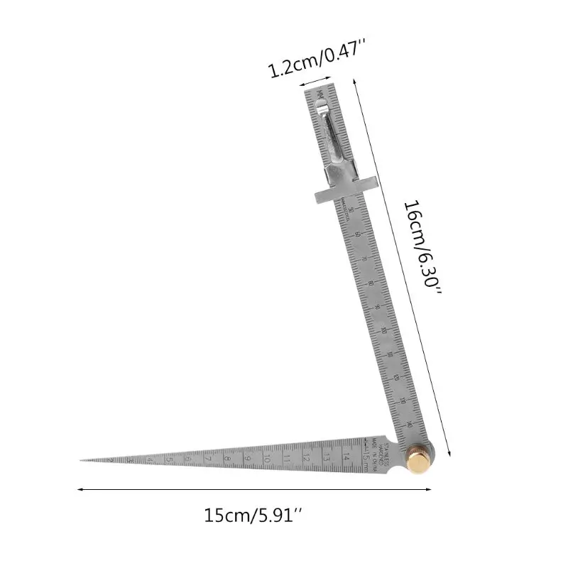 2 в 1 конус из нержавеющей стали сварочный щупа Калибр линейка для замера глубины щель отверстие инспекции 1-15 мм метрики